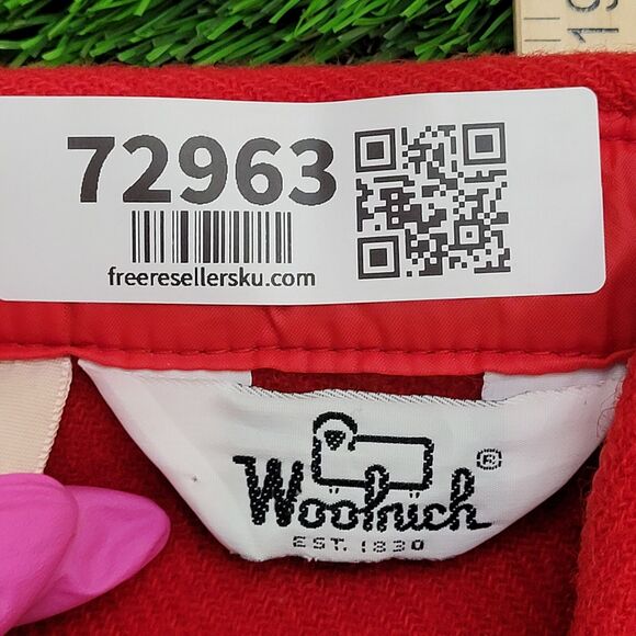 Vintage Woolrich Button Shirt S/M 19x29 Solid Red USA Heavyweight Wool 70s - Picture 10 of 12